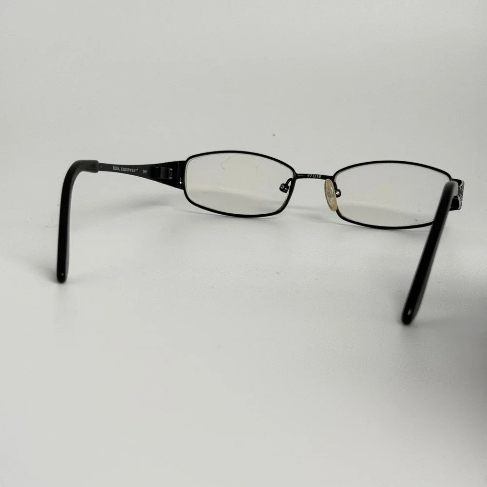 B.U.M. Equipment Zany Black Oval Eyeglass Frames 47-16-130 Patterned Temples